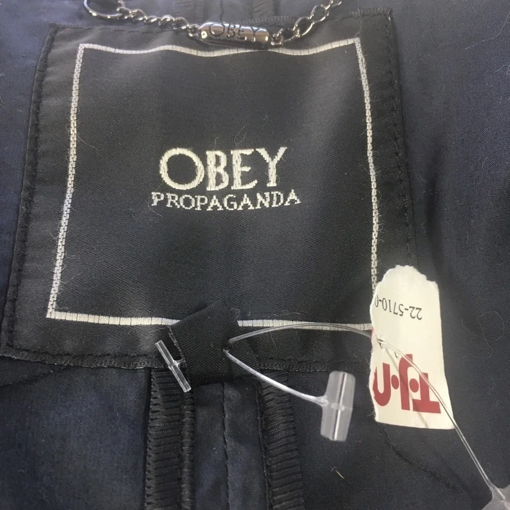 NEW Obey Propaganda Mens Large Lightweight Cotton Jacket Black Utility Pockets